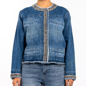 2025 personnalisé Unique Patchwork chaîne à manches longues brut respirant Vintage Jean Denim veste femmes - Product Image 2