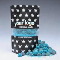 Groothandel Virale Zure Blauwe Bes Gummy Candy Gelatinevrij Halal Gecertificeerd Aangepaste Fruit Smaken Zak Aanpasbare Zure Snoepjes