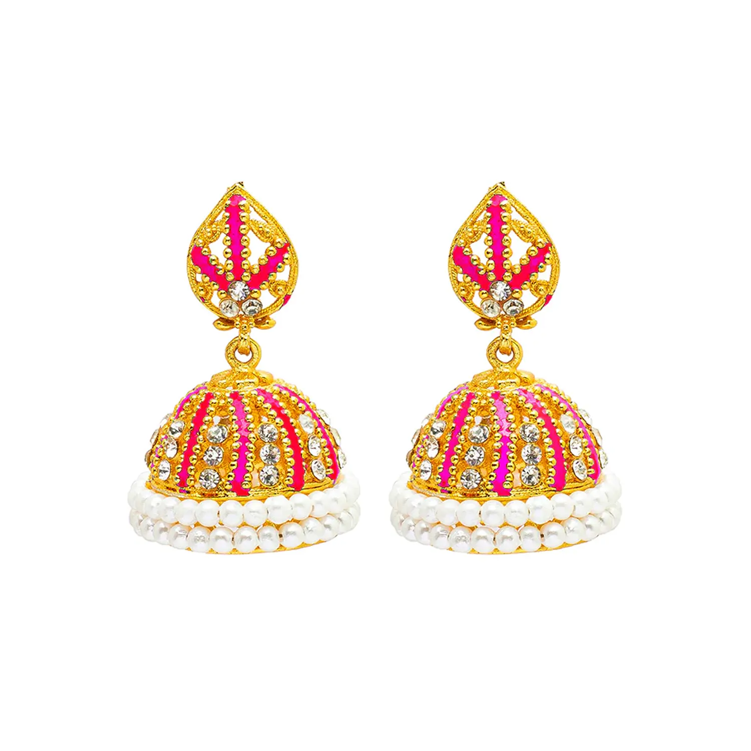 Anting Meenakari Kundan manik-manik warna-warni gaya India kualitas premium jumkha bali anting hoop untuk wanita anting-anting