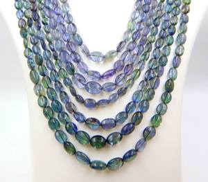 Bio Blue Tanzanite 16 ''Pulgadas Piedras preciosas naturales Fabricación de joyas Cuentas lisas y ovaladas para - Product Image 1
