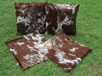 Housses de coussin en peau de vache blanche marron housses de coussin en peau de vache 16 "X 16" housse de coussin en cuir de peau de vache