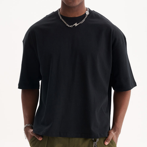 Boxy Heavyweight 300g Fabric <b>Weight</b> Eco-Friendly Breathable 100% Cotton Men's T-Shirt Luxury Vintage Regular Fit Custom <b>Blank</b> - Product Image 2