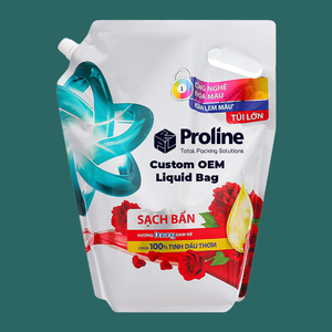 Bolsa de plástico PET PE de grado alimenticio impresa personalizada, bolsa con soporte, boquilla inferior, embalaje para detergente líquido en polvo en Vietnam - Product Image 1