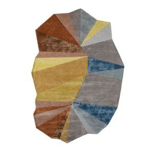 Beige & <b>Brown</b> Abstract Pattern Hand Tufted <b>Wool</b> & Viscose Large Area Rug for Bedroom & Hallway-TNQ-1126 - Product Image 1