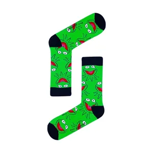 Green Kermit Embroidered Animal Patterned <b>Socks</b> <b>Cute</b> Breathable and Disposable Ankle-Length for Girls Summer Style - Product Image 1