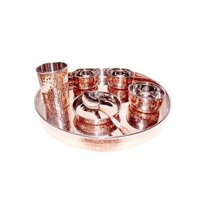 Ensemble de thali rond martelé de qualité supérieure en laiton couleur or, provenant du meilleur exportateur en Inde - Product Image 6