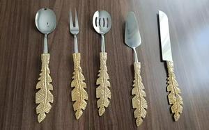 Nuevo diseñador, mango de pluma en relieve, cuchillos de corte de queso chapados en plata brillante, juego de herramientas de espátula para vajilla - Product Image 4