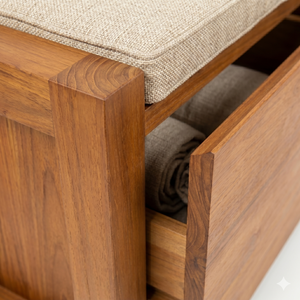 Luxurious Solid Teak Wood End Of Bed <b>Bench</b> With Upholstered <b>Cushion</b> Double Storage Drawers Modern Bedroom Furniture Best Quality - Product Image 4