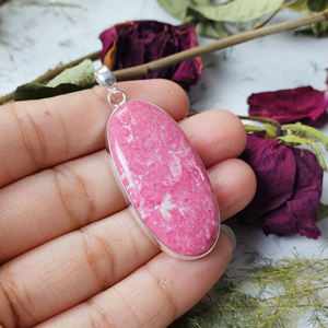 จี้พลอยรูปวงรีทำด้วยมือเงินแท้925จี้คริสตัลธรรมชาติขัดเงาเรียบจี้แฟชั่น - Product Image 1