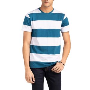 Camiseta de Hombre a Rayas al por Mayor, Cuello Redondo, Algodón Acordonado, Manga Corta, Corte Regular, con Logotipo Personalizado - Product Image 1