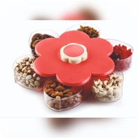 Plateau à fruits secs Hexa, plat de service moderne multifonction, violet brillant, imprimé, plastique de qualité supérieure, ovale de 9 pouces, 3 compartiments