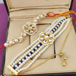 Haute qualité Bhaiya Bhabhi Rakhi Combo indien Kundan perle Rakhi Combo livraison gratuite Rakhi pour frère et soeur Rakshabandhan - Product Image 2