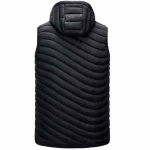 Gilet matelassé en polyester pour hommes avec col montant, logo personnalisé, veste d'hiver sans manches chaude pour la rue, vêtements de rue coupe-vent - Product Image 5