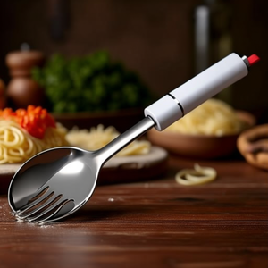 Servidor de espaguetis de acero inoxidable (33,5 cm) LILLO STILE Cromado pulido y blanco 0753 - Product Image 3