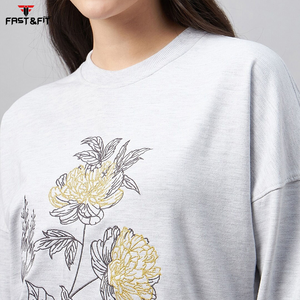 Alta calidad 100% algodón casual streetwear Drop Shoulder figuras transpirable ecológico sudaderas de punto mujeres sudadera - Product Image 6