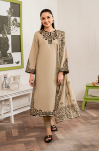 Costume trois pièces pour femmes d'hiver, couleur Dhanak, broderie, survêtement, vêtements ethniques pakistanais/indiens - Product Image 6