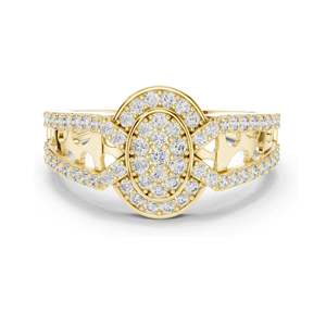 Bague ovale en diamant de laboratoire 0,694 CT sertie pavé pour femme, clarté VVS-VS EF, or 18 carats, 14 carats, 10 carats et argent 925, moissanite - Product Image 1