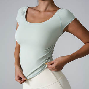 Camiseta Deportiva Corta Ecológica para Mujer, Cuello Redondo, Manga Corta, para Yoga, Spandex/Nailon, Ajustada - Product Image 4