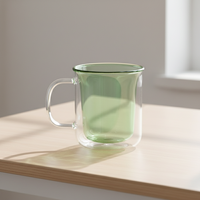 Tasse en verre borosilicate à double paroi 250 ml tout usage 3306345-0.25, style nordique, compatible lave-vaisselle et micro-ondes, pour thé/café