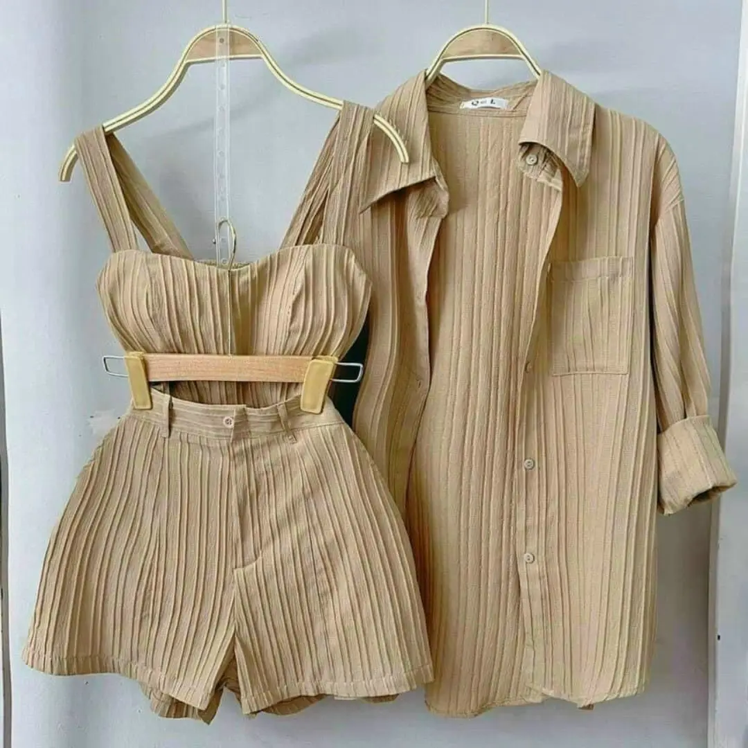 Conjuntos de 3 piezas, ropa de verano para mujer, precio competitivo 2023, Odm Natural lavable cada uno en bolsa de polietileno del fabricante de Vietnam