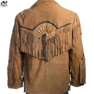 Veste d'hiver décontractée de conception personnalisée OEM pour hommes Veste respirante de grande taille pour homme en cuir véritable avec franges - Product Image 5