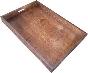 Grand plateau de service en bois de couleur marron - Product Image 4