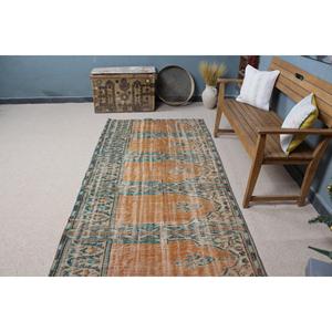 พรมวินเทจสไตล์ตุรกี ขนาด 4.1x7.9 ฟุต สีน้ำตาล-น้ำเงิน พรมขนสัตว์สไตล์ตะวันตกเฉียงใต้ - Product Image 3