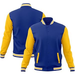 Vente en gros de veste universitaire de baseball unisexe en toile 100% coton à fermeture éclair personnalisable sur le devant du collège d'hiver - Product Image 1