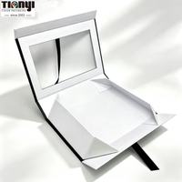 Boîte cadeau rigide magnétique écologique pliable avec fenêtre, emballage cosmétique en papier personnalisé pour les ensembles de maquillage et les ongles press-on