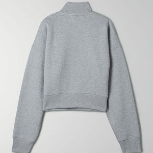 Sweatshirts courts à col montant pour femmes, sweatshirt d'automne et d'hiver en tissu épais, hauts à fermeture éclair - Product Image 6