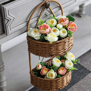 2026 New Nordic Storage <b>Basket</b> Rectangle Hand Woven Metal Iron & PP <b>Rattan</b> 3-Tier <b>Hanging</b> Eco-Friendly Multifunction Home Decor - Product Image 2