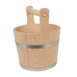 Cubo de Sauna de Madera de Abeto de 5L con Asa Única, Acabado Lijado, Cubo de Sauna Tradicional sin Acabado, Venta al por Mayor, Logotipo Personalizado - Product Image 1