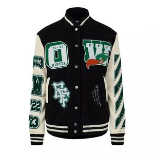 Chaqueta universitaria recortada personalizada para mujer, chaqueta con letras de escuela secundaria estilo béisbol, fabricación de chaqueta Bomber corta para mujer OEM ODM - Product Image 5