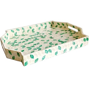 Plateau à vadrouille en nacre blanche avec finition polie, parfait pour les idées de décoration minimaliste moderne pour la maison et le bureau - Product Image 1