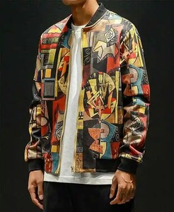 Blouson d'aviateur High Street à col montant d'hiver en toile gaufrée pour hommes avec logo OEM Letterman en satin unisexe - Product Image 4