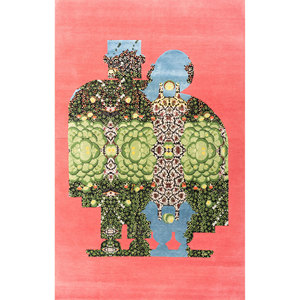 พรมขนสัตว์และไหมถักมือรูปทรงสี่เหลี่ยมผืนผ้าขนาด 9x12 ฟุต รุ่นใหม่ สีชมพูม่วง AKWS-9009 สำหรับตกแต่งบ้าน ห้องนั่งเล่น ทางเดิน ลายพิมพ์แปลกตา - Product Image 1