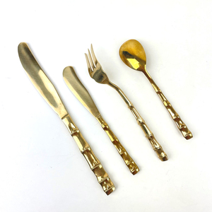 Venta al por mayor de lujo de suministro directo de fábrica, cuchillo personalizado, tenedor, cuchara, cubiertos de acero inoxidable, juego de cubiertos de oro real para hotel/hogar - Product Image 1