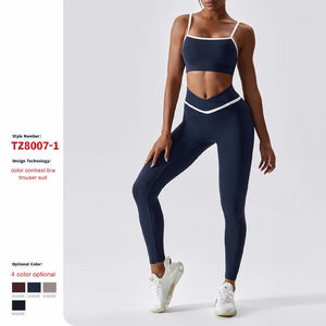 Conjuntos de dos piezas personalizados de cintura alta para gimnasio OEM al por mayor para mujeres pantalones cortos transpirables de entrenamiento de yoga conjuntos de Yoga de cintura elástica - Product Image 2