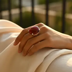 Bague en argent 925 avec pierre précieuse pour femmes, cornaline pour cadeaux, catégorie de produits montres - Product Image 2