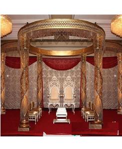 Mandap de Fibra de Cristal en Espiral para Bodas, Mandap Moderno de Fibra de Cristal Dorada para Bodas Fiji, el Mejor Mandap de Fibra de Cristal para Ceremonias Hindúes en EE. UU. - Product Image 1