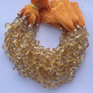 หินซิทรินธรรมชาติขนาด8มม. 10มม. 12มม. ลูกปัด Briolette ตัดเหลี่ยมเพชรพลอยสำหรับทำเครื่องประดับสร้อยคอสร้อยข้อมือปกติ - Product Image 1