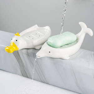 Jabonera de Cerámica con Forma de Animal para el Hogar, Diseño Creativo, Drenaje sin Perforaciones, Dos Piezas, Organizador de Baño Moderno y Ecológico, Almacenamiento de Jabón Duradero - Product Image 5