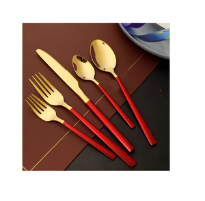 Juego de cubiertos de Oro Verde de latón de 20 piezas, acero espejado, adecuado para cocina, hotel, restaurante, juego de vajilla - Product Image 4