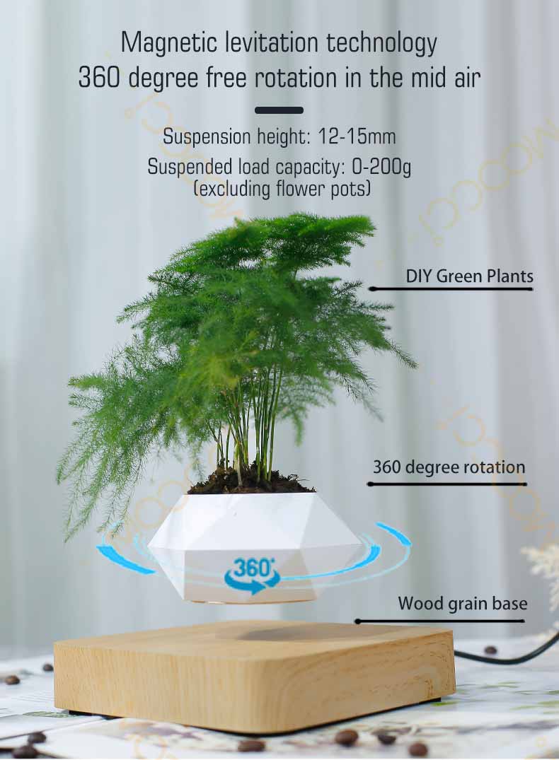 High-Class Commercial Creative Artificial Magnetic Levitation Bonsai  Floating Indoor Home Office Decoration Air Plant Pot