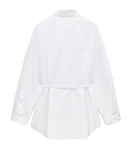 เสื้อลูกไม้สีขาวแขนยาวของผู้หญิงวัสดุพรีเมี่ยมหรูหรามีกระดุมตกแต่ง - Product Image 2