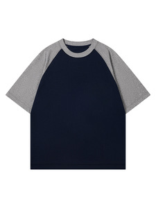 32 Ice Cotton Raglan Sleeve T-Shirt à manches courtes pour hommes 230g Heavyweight Popular Youth Contrast Color Loose Half Sleeve Clothes - Product Image 5