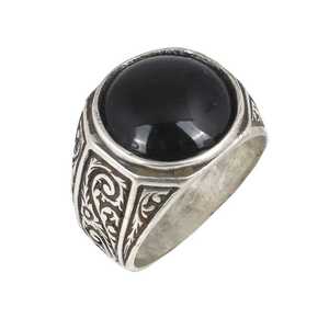 Anillo Elegante para Hombre de Plata de Ley 925 con Piedra de Ónix, Bisel de Acero Inoxidable Chapado en Oro de 18K y Engaste Invisible, Ideal para Regalo - Product Image 1
