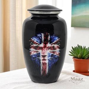 Urne commémorative en laiton émaillé drapeau britannique pour cendres adultes crémation patriotique conteneur funéraire Style américain en gros - Product Image 2