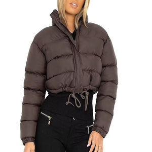Best Selling Crop Bubble Jacket for Women Reflective <b>Quilted</b> Puffer Coat <b>Thick</b> Padded High Neck Design Women Crop Puffer Jacket - Product Image 2