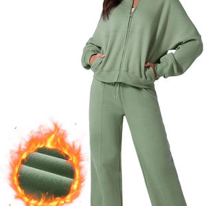 <b>Long</b> <b>Sleeve</b> Casual <b>Crop</b> Top Women's Fitness Tracksuit Set Warm Hoodie & Sweatpants Sportswear Easy and Perfect Wear in Autumn - Product Image 5